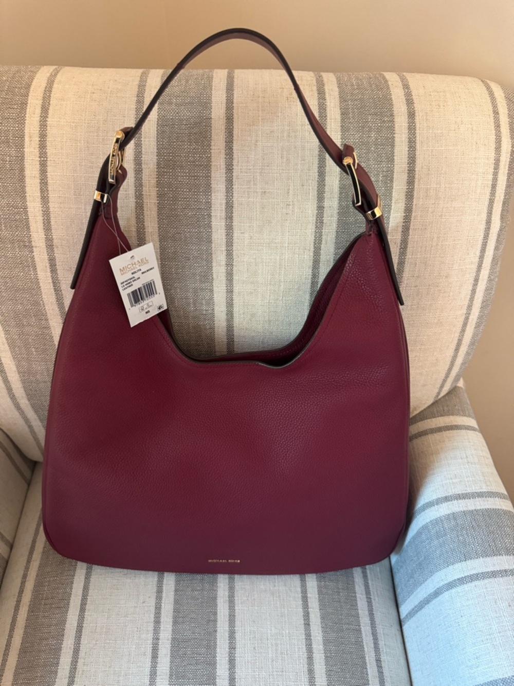NWT Michael Kors Nolita Large Leather Hobo Bag In Red (Mulberry)